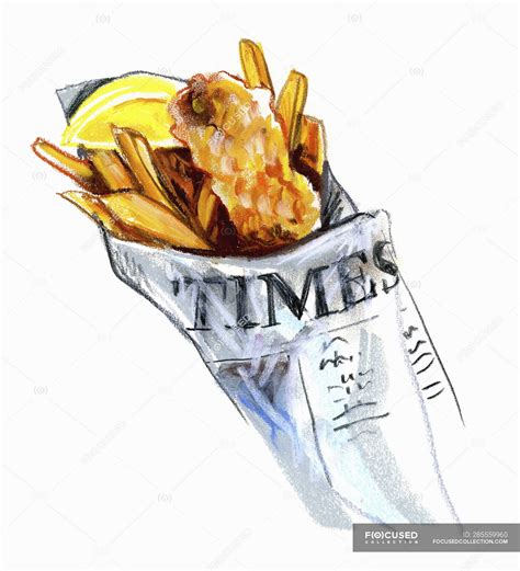 Fish and chips wrapped in newspaper — vertical, lifestyle - Stock Photo ...