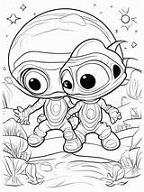 Premium Photo  Coloring Page Line Art aliens hiding sketch template