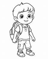 Premium Vector  School boy coloring Page sketch template