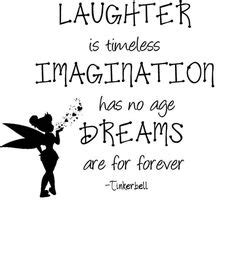 Tinkerbell Wall Quote - Peter Pan Vinyl Decal / Sticker - 22" x 22" Kids 7 Cute Quotes, Great ...