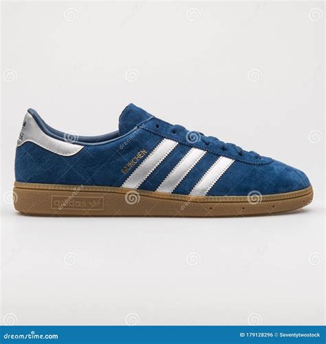 Adidas Munchen Blue and Silver Sneaker Editorial Photo - Image of blue ...