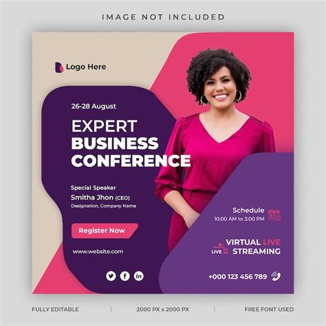 Premium PSD | Digital marketing or business conference social media post template