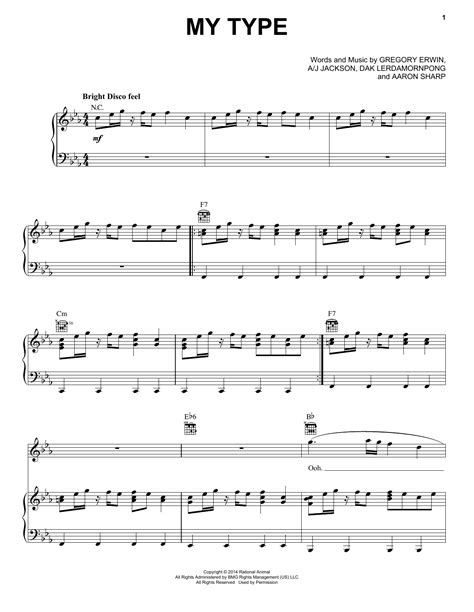 My Type by Saint Motel Sheet Music for Piano, Vocal & Guitar Chords ...