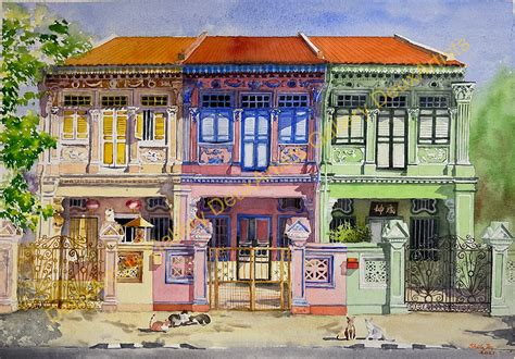 Peranakan Houses in Singapore. Watercolour Print Joo Chiat - Etsy