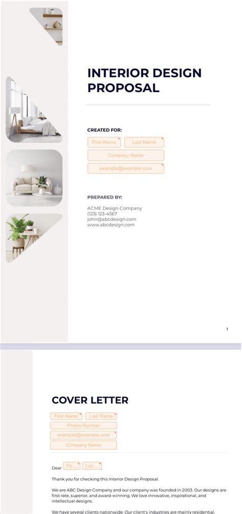 Interior Design Proposal Template - Sign Templates | Jotform