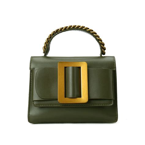 Olive Green Leather Handbag | semashow.com