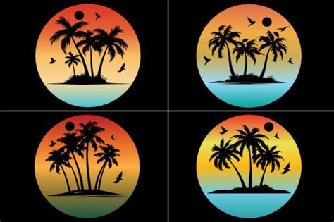 Beach Sunset Silhouette Vector Graphic Graphic by T-Shirt Design Bundle · Creative Fabrica