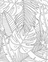 Tropical Leaves coloring Page  Audrey Chenal Расписанные холсты sketch template