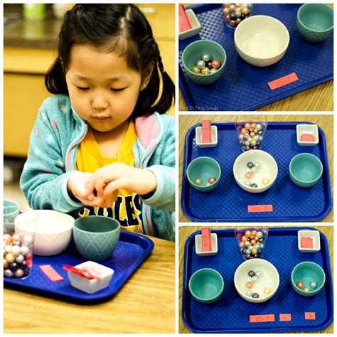 Math Marbles. This math center allows students to improve there addition and subtraction skills ...