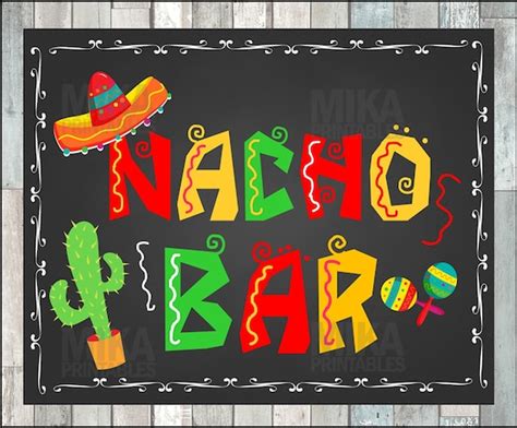 Printable NACHO BAR Sign Taco Party Sign Birthday Fiesta - Etsy