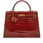 Miel Shiny Porosus Crocodile Kelly Sellier 35 Gold Hardware, 1950-60s | Handbags & Accessories ...