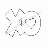 Printable XO Template PDF Digital Download Hugs And Kisses Kids  sketch template
