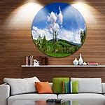 Design Art Green Blue Spring Landscape Disc Photography Circle Metal Wall Art