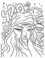 Beautiful Girl And Weed Leaf coloring Page Vector For Adults  sketch template
