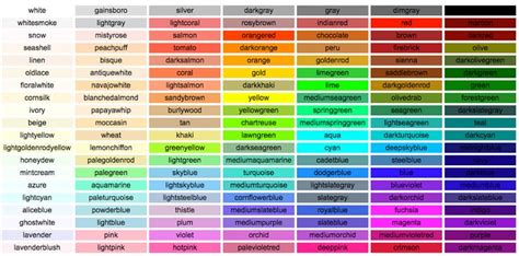 name of colors - multi | Css color names, Css colours, Light slate grey