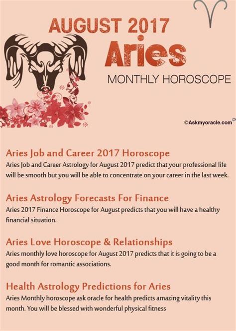 Aries Monthly Horoscope For August 2017 | Aries monthly horoscope ...