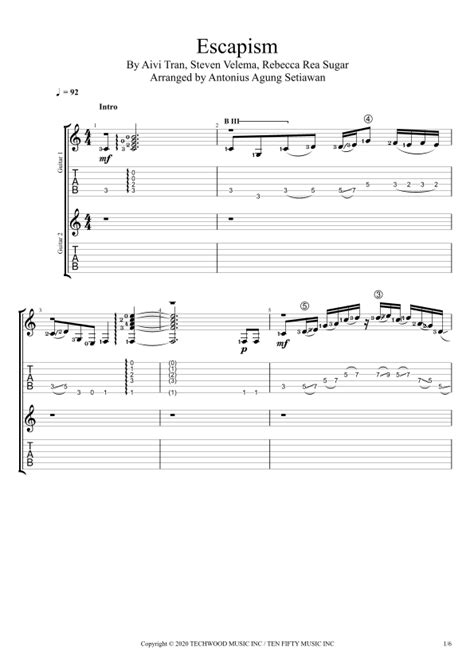 Escapism Sheet Music | Steven Universe | Guitar Tab