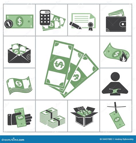 Money. Green set stock vector. Illustration of currency - 34437882