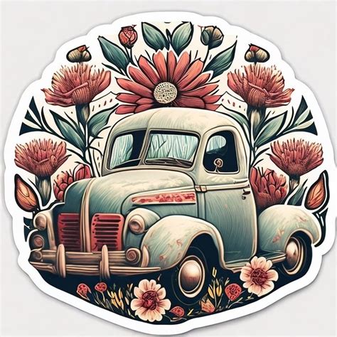 Boho Retro Truck Art in 2024 | Disney drawings sketches, Floral print ...