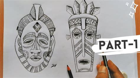 How to Draw a African Masks // step by step drawing tutorial // easy drawing - YouTube