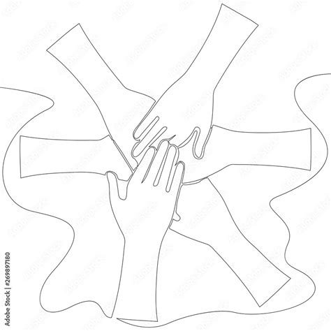 Continuous one line drawing Teamwork unity concept Stock Vector | Adobe ...