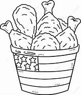Bucket Of Fried Chicken Isolated Coloring Page Kids Book  sketch template