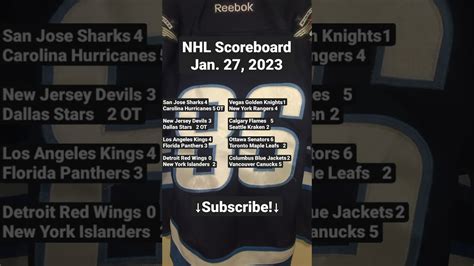 NHL Scoreboard January 27, 2023 - Win Big Sports