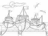 Three Ships At The Pier Boat Dock Children Coloring Book Stock  sketch template