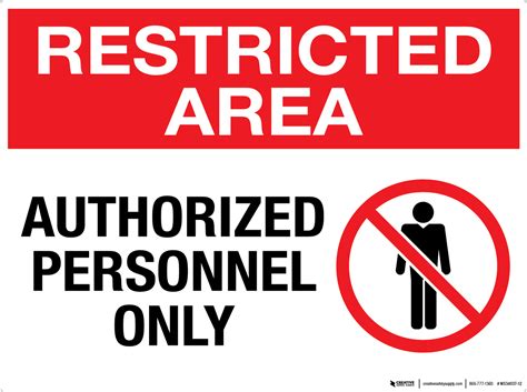 Restricted Area Authorized Personnel Only Sign Wall Si