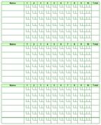 Printable Bowling Score Card - Score Sheet