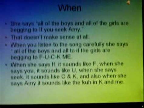 Meaning of the song "If you seek Amy" - YouTube