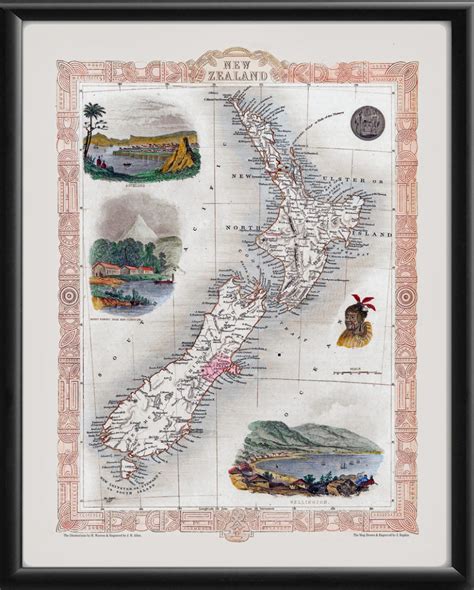 New Zealand Map 1851 Restored Map | Vintage City Maps