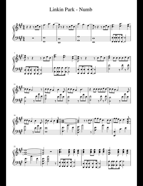 Linkin Park Numb sheet music for Piano download free in PDF or MIDI