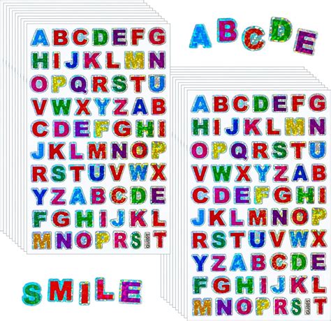 Amazon.com: 20 Sheets 1400 Pieces Glitter Letter Stickers Colorful ...