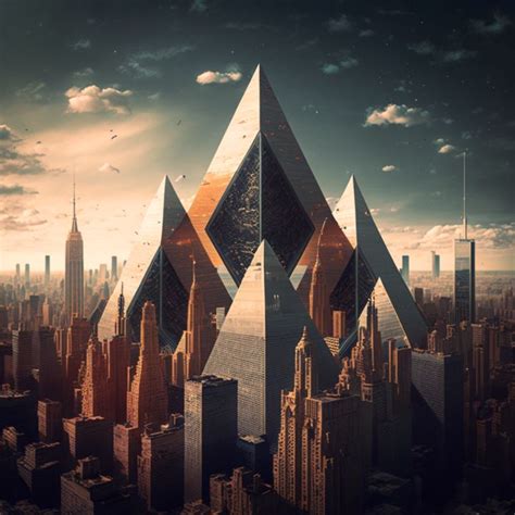 Pyramids in NYC Futuristic - FuturePastPresent - Paintings & Prints ...