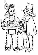 Thanksgiving Indian And Pilgrim Coloring Pages sketch template