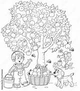 Apple Picking Coloring Page sketch template