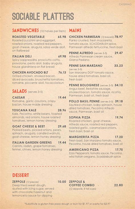 Scaddabush Menu - Scaddabush Italian Kitchen