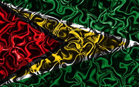 Flag of Guyana, abstract smoke, South America, national symbols ...