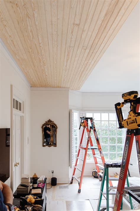 We added Beadboard to our Bedroom Ceiling! (Here's how!) - Chris Loves Julia