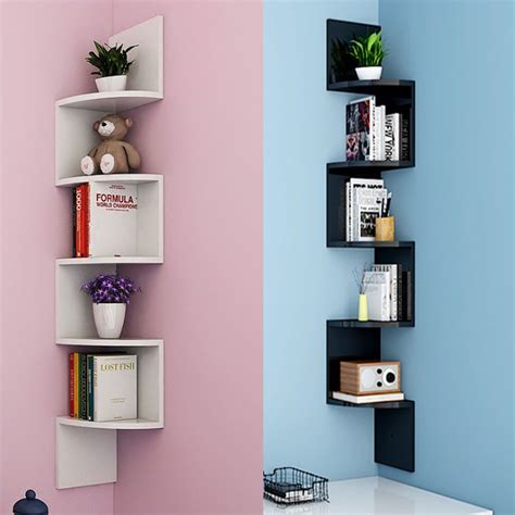 5 Tier Floating Wall Shelves Corner Shelf Storage Display Bookcase Bedroom UK | eBay | Corner ...