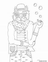 Printable A Hipster Cat Coloring Page  coloring Super sketch template