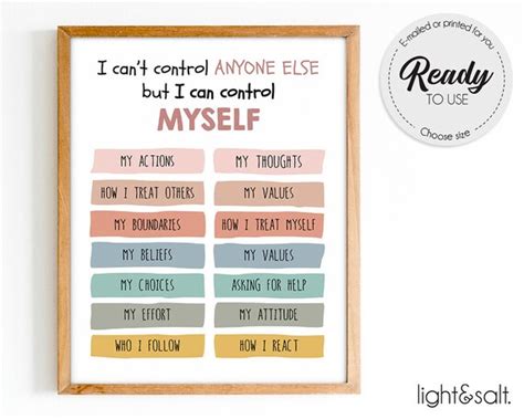 Prints Digital Prints Art & Collectibles What I can control Anxiety Counselor Classroom Poster ...