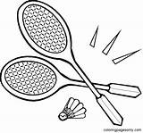 Shuttlecock And Badminton Racket Coloring Page Free Printable  sketch template