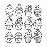 Premium Vector  Cupcake outline coloring Page sketch template