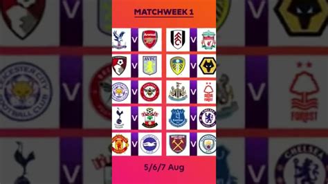 Premier League 2022/23 Fixtures Matchweek 1 - Win Big Sports