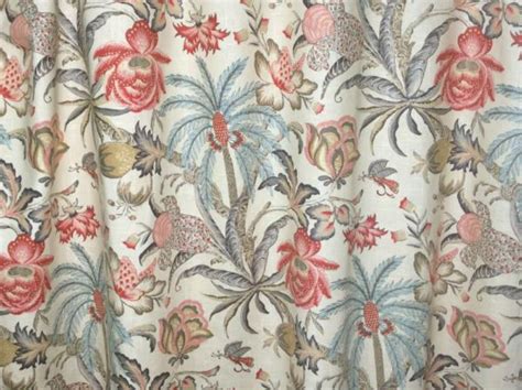 Jacobean curtains aqua coral rose pink ivory pink aqua floral dining r – JLL HOME