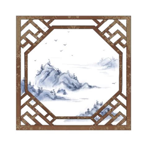 Chinese Ink Painting PNG Transparent, Ink And Wash Chinese Wind Scenery Outside The Window 2 ...