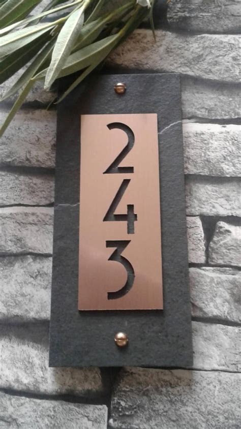 House Numbers Copper Modern Vertical Address Plaque | Etsy | Modern ...