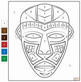 Color By Number African Tribal Mask  Free Printable Coloring Pages sketch template